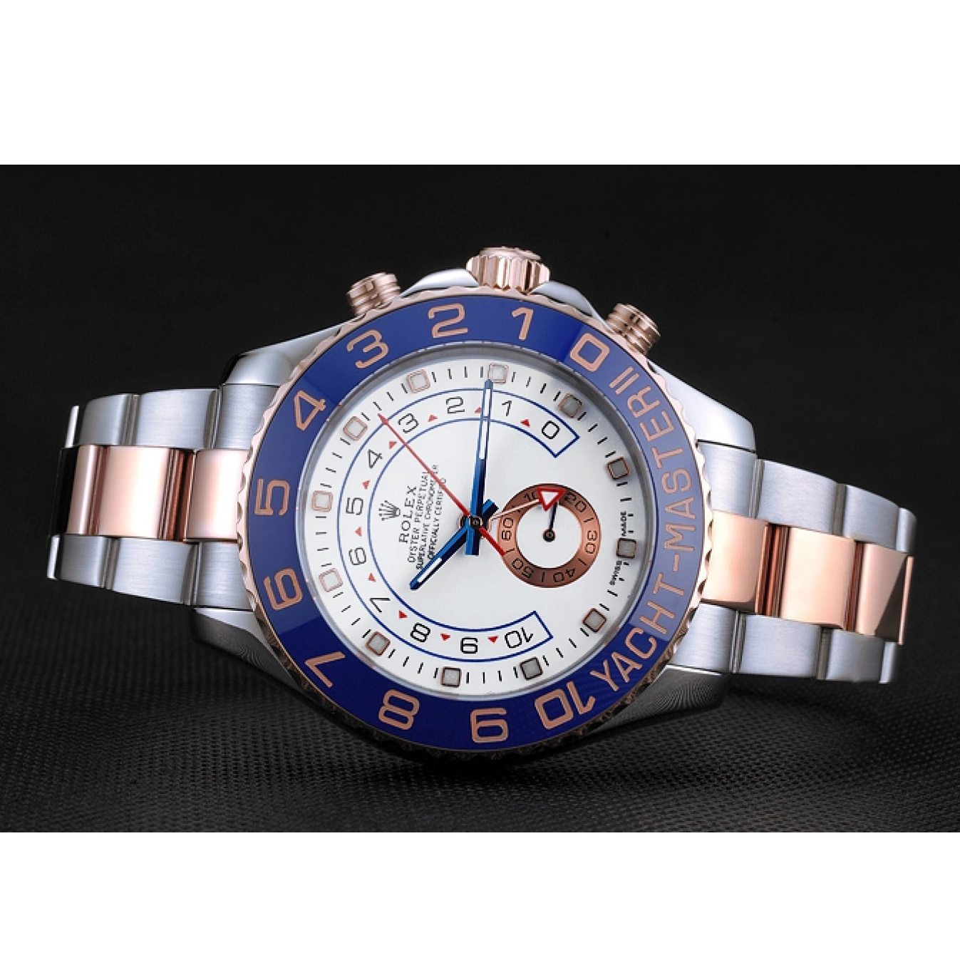 Aaa replica watch 622270 Bracelet Rolex and II Bezel Gold Steel White Dial Blue Rose Stainless Yacht-Master 0730